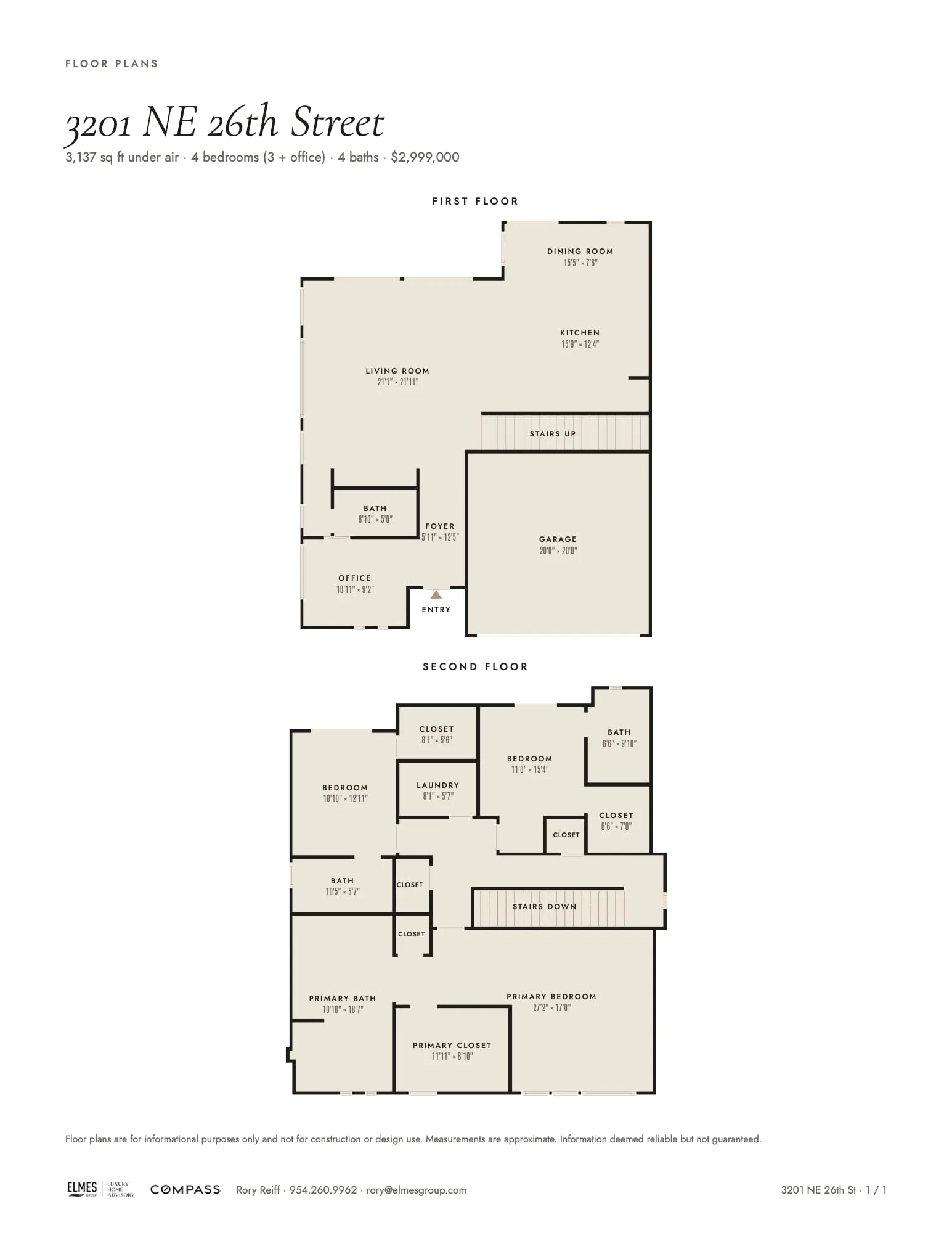 One-page floor plans for 3201 NE 26th Street